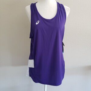 Asics Motion Dry Tank Top Purple White Size L Large Polyester Stretch NEW